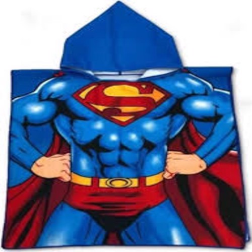 BESTFOR Superman Πόντσο - Μπουρνούζι με Κουκούλα ''Σούπερμαν'' Διαστάσεις 55Χ110 Χρώμα Κόκκινο Μπλε